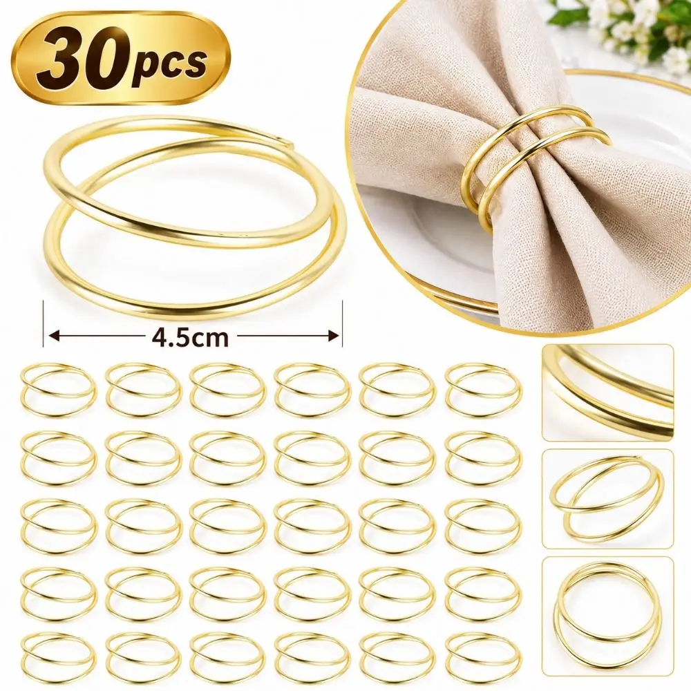 30pcs Modern Plastic Napkin Ring Spiral Double Loop Napkin Holder Round Table Decoration Restaurant Dining