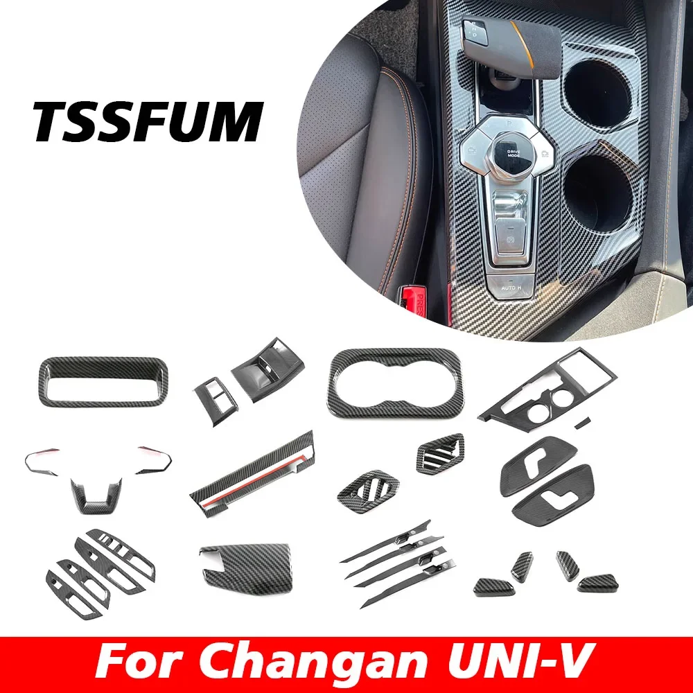 Car Interior ABS Carbon Fiber Sticker Control Gear Shift Panel Cover for Changan UNI-V UNIV IDD 2020 2021 2022 2023 2024 2025