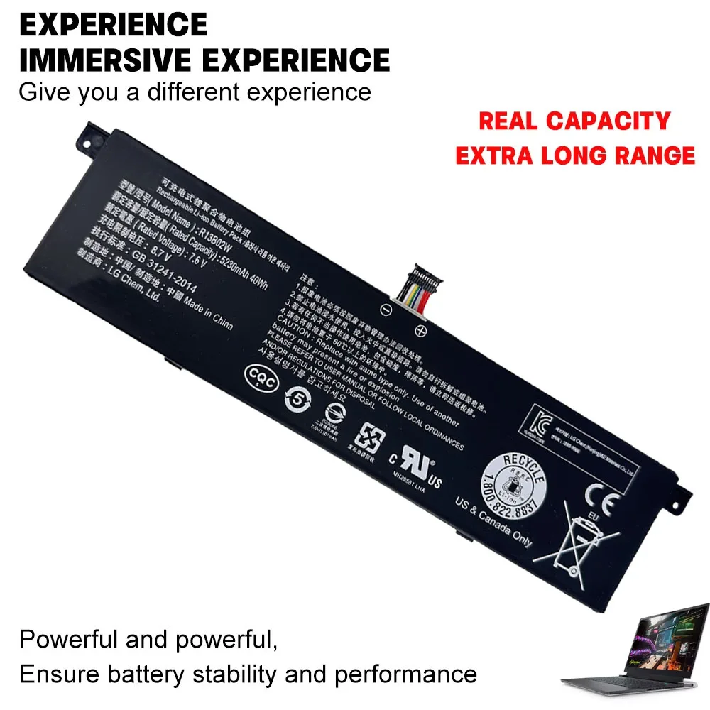 R13B01W R13B02W 7.6V 40Wh 5230mAh Laptop Battery for Xiaomi Mi Air 13.3