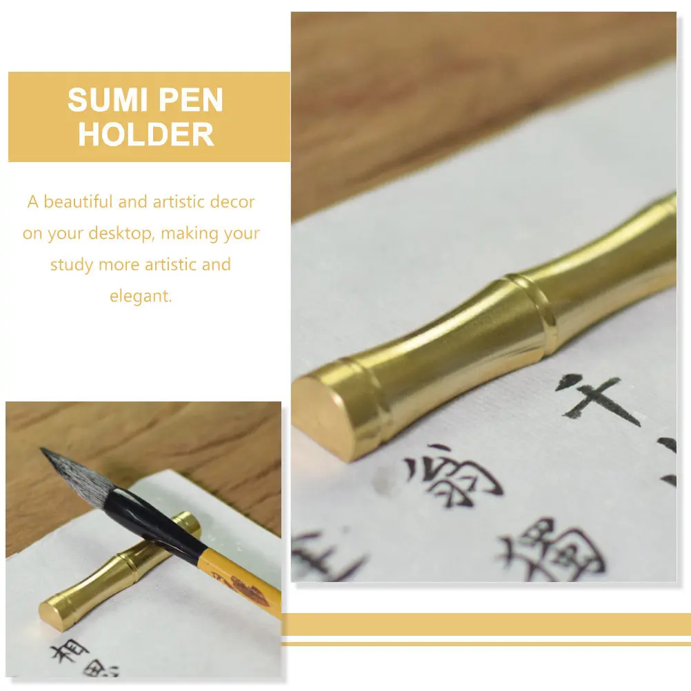 Premium Copper Calligraphy Pen Holder Brush Rest for Desk Sumi Painting Tools Rack Artistic Stationery Decor Gift