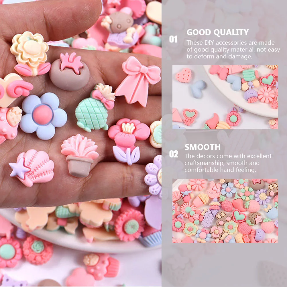 50 Pcs Hair Tie Rope Material Lovely Samll DIY Craft Prop Decor Phone Case Charm Adorable Style Small Accessory Resin