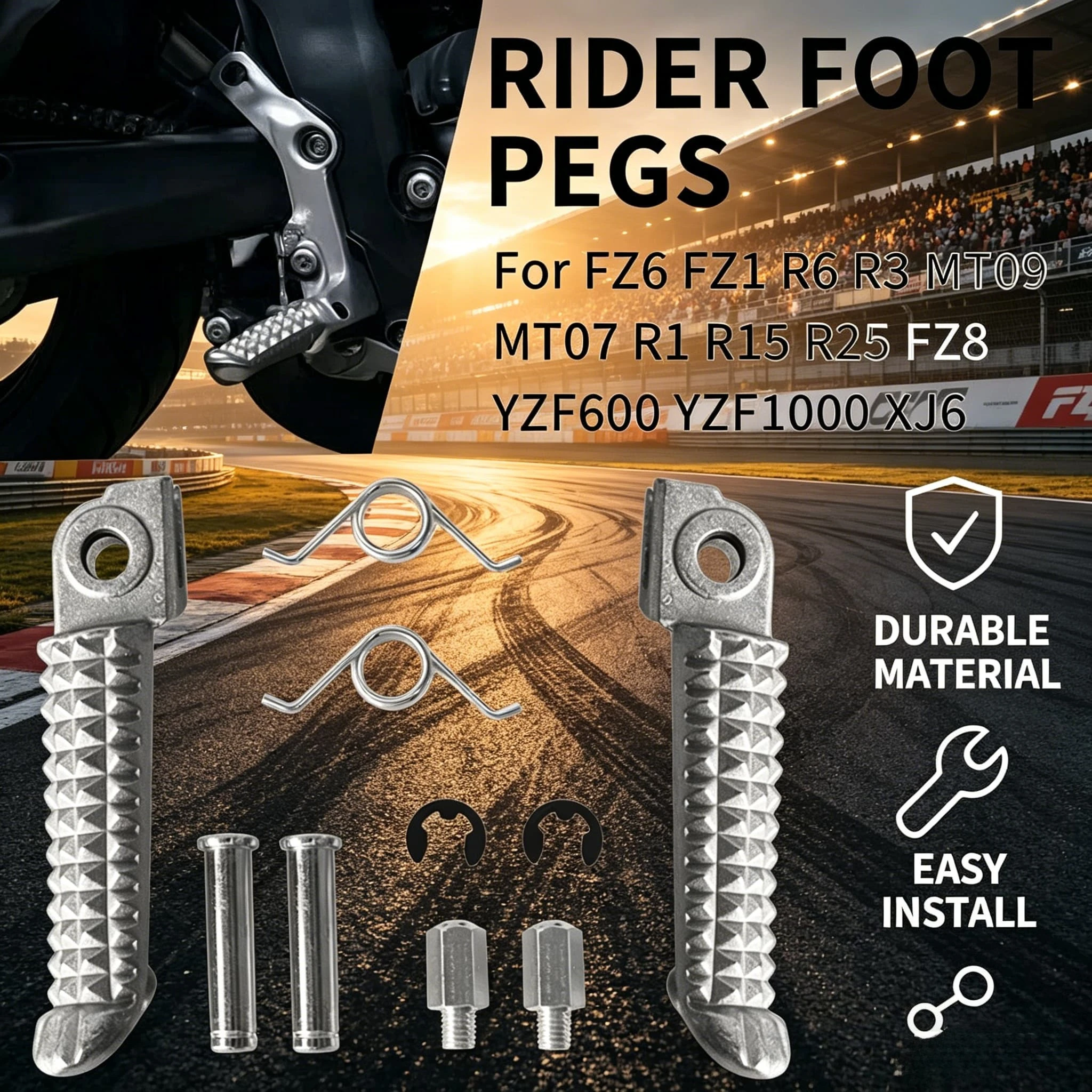 Reposapiés para Motocicleta, Estriberas Universales para Yamaha R1 3 6 FZ1 6 MT07 09 YZF600 1000, Accesorios para Motocicleta