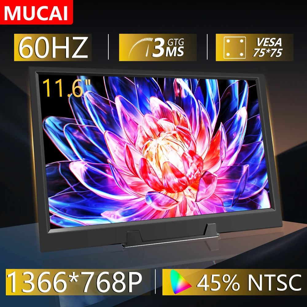 MUCAI compatible HDMI notebook second screen game extension plug and play portable monitor, Switch Mac Xbox PS4/5 11.6-inch