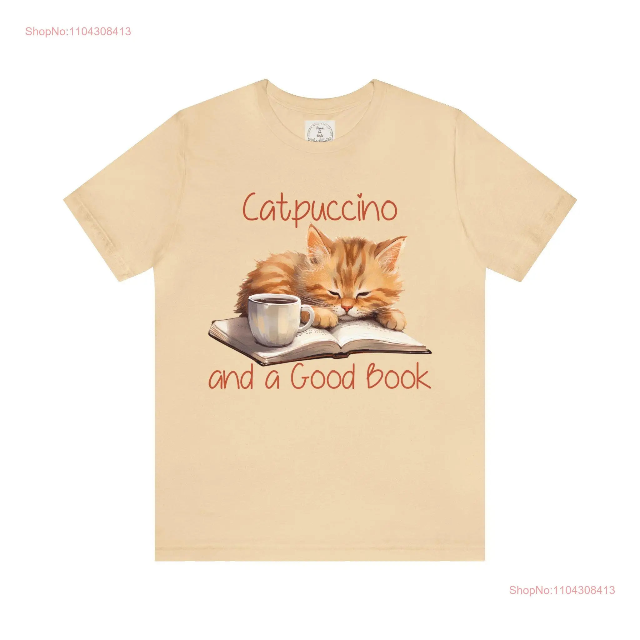 Catpuccino and a Good Book Lovers MamaDeSushi Jersey  T Shirt long or short sleeves