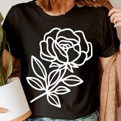 Single Rose Hipster Novelty Cute Fashion Gift Classic Womens T-Shirts Top #NED