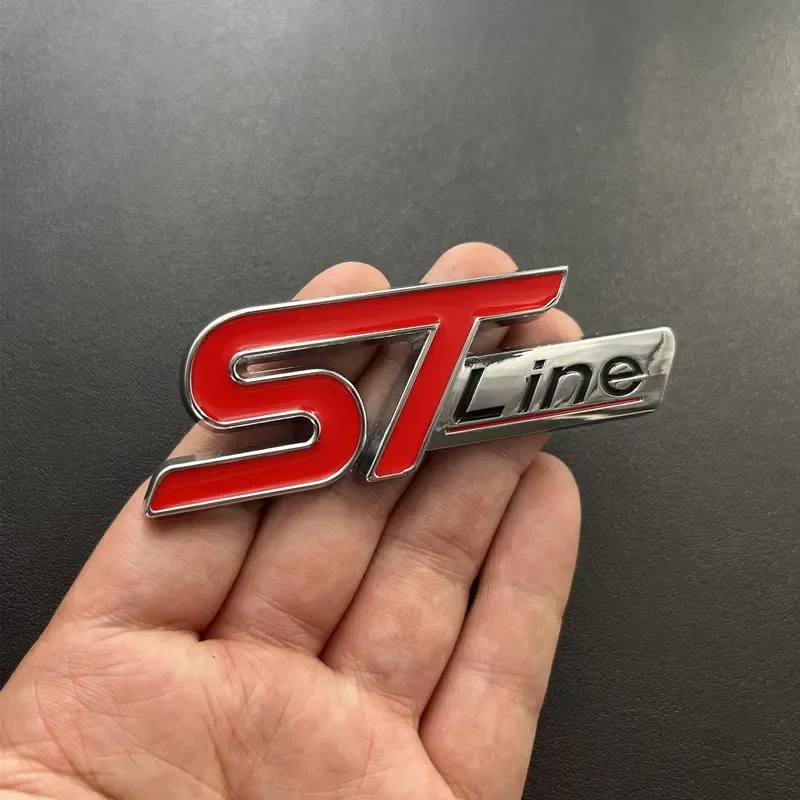 3D Metal ST Line Logo Car Front Grill Emblem Sticker Rear Trunk Badge For Ford Kuga MK3 MK4 S Max Focus Puma Fiesta Accessories