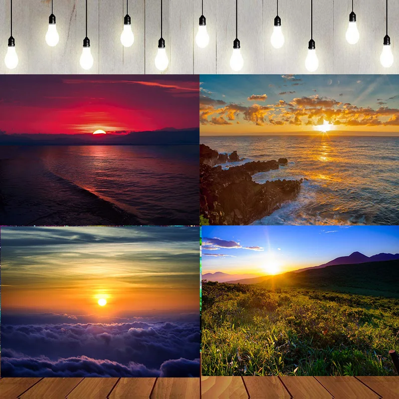 Sunrise Sunset Valleys Rivers Beautiful Scenery Brilliance Happy Birthday Party Photography Backdrop Background Banner Decor