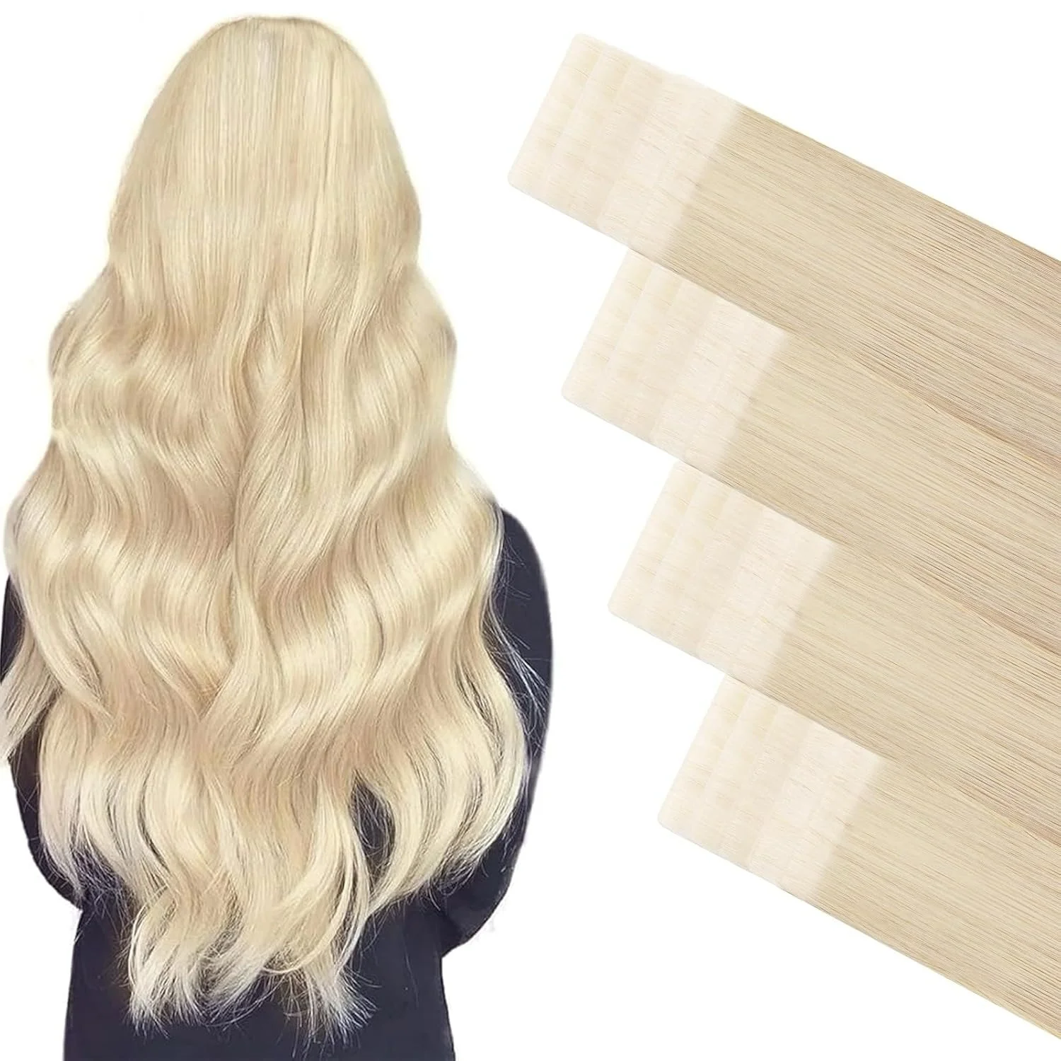 10/20PCS 연장에 보이지 않는 가장자리 테이프 인간의 머리카락 원활하게 주입된 테이프 인 스트레이트 보이지 않는 헤어 익스텐션