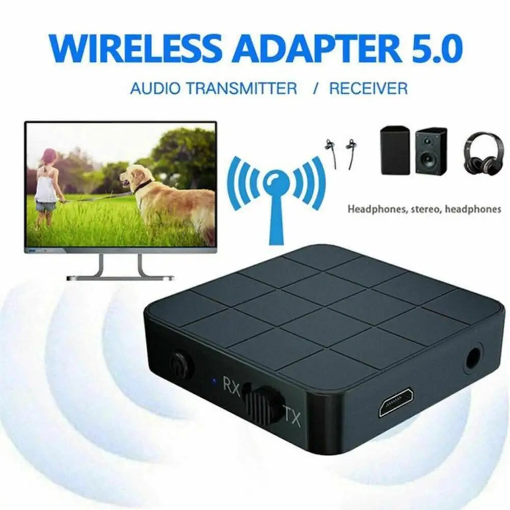 Adaptador Bluetooth 5.0 para carro, TV, computador, fones de ouvido, receptor, transmissor, adaptável, interface de áudio, 2 em 1