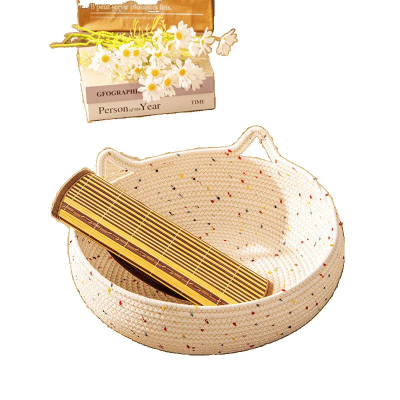 

ДЛЯ кошачьего гнезда из ротанговой травы, хлопчатобумажной веревки, всесезонного универсального зимнего спального гнезда, когтеточка для домашних животных, собак, кошачьих ушей, коготь