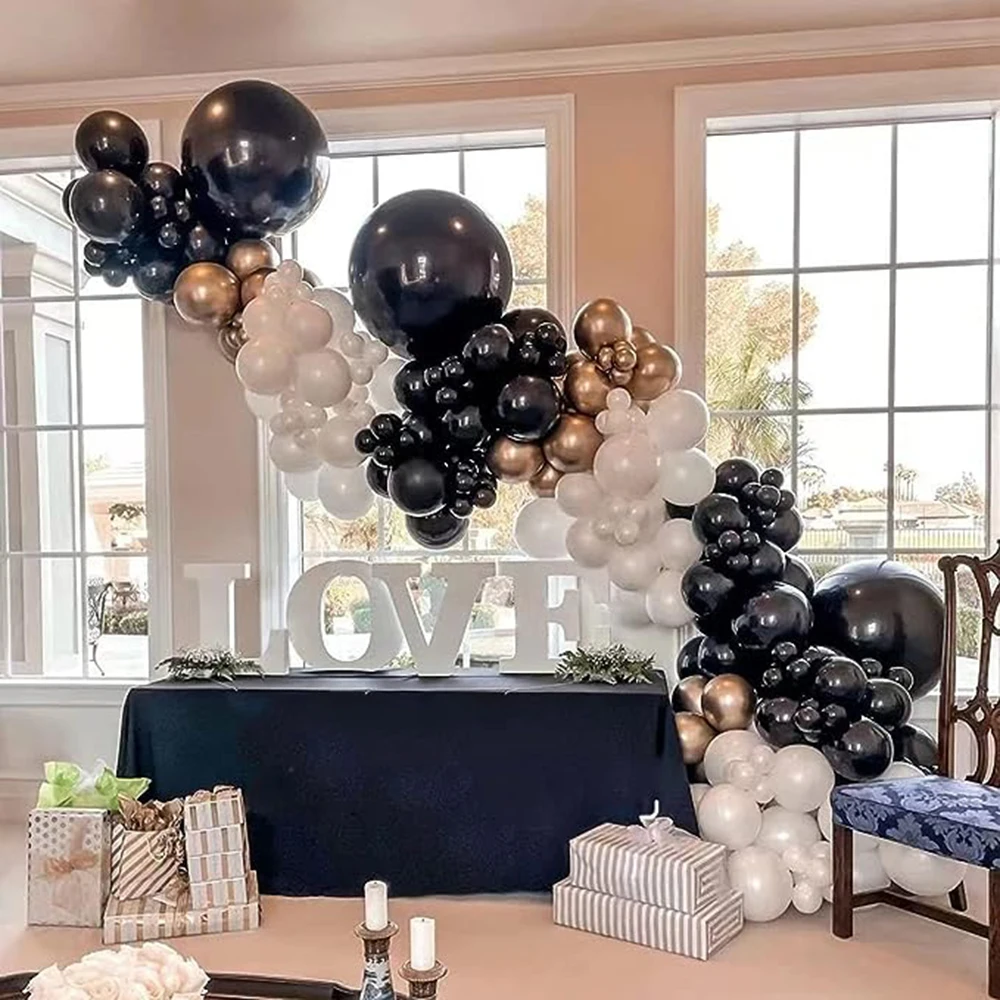 Birthday Balloons Garland Arch Black White Latex Balloon Kit Kid Baby Shower Party Decor Wedding Anniversary Decoration Supplies