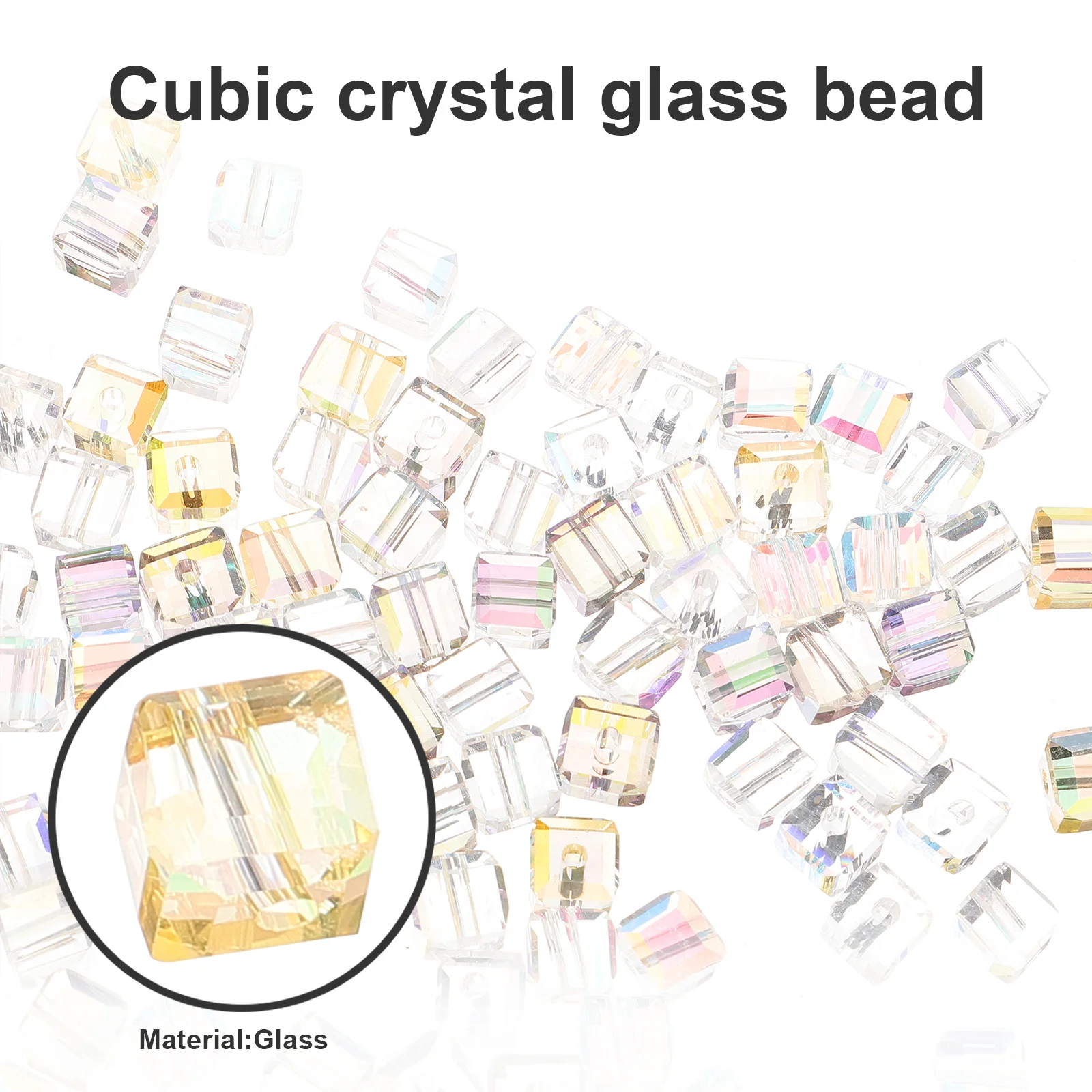 

100Pcs Crystal Glass Beads Cube Transparent for Jewelry Making DIY Bracelets Necklaces Charms Accessories Clear Glass Beads