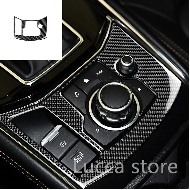 For Mazda CX-5 CX5 2017 2018 Electronic Handbrake Knob Button Panel Cover Trim Sticker Carbon Fiber Interior Auto Assesories