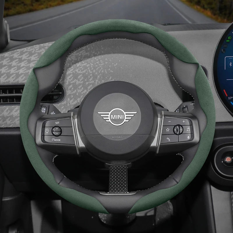 Geeignet für Mini-Lenkradbezug aus segmentiertem Wildleder mit rutschfester Schnalle, geeignet für R50 R56 Cooper-Zubehör Countryman Clubman Cabrio Paceman Jcw Roadster Electric