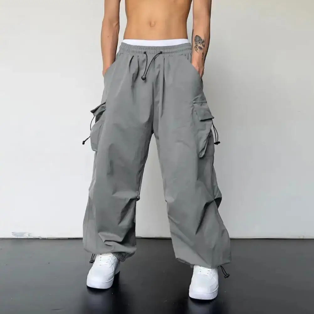 

Comfortable Casual Cargo Pants Stylish Men's Cargo Pants with Multiple Pockets Elastic Waist Loose Fit for Streetwear Travel