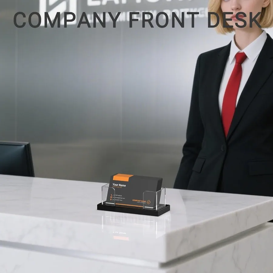 LUGUNU حامل بطاقة الأعمال للمكتب 2 حزمة حامل عرض بطاقة أكريليك شفاف يحمل 100 بطاقة منظم سطح المكتب المكتبي 4.5x1.9x1 #6