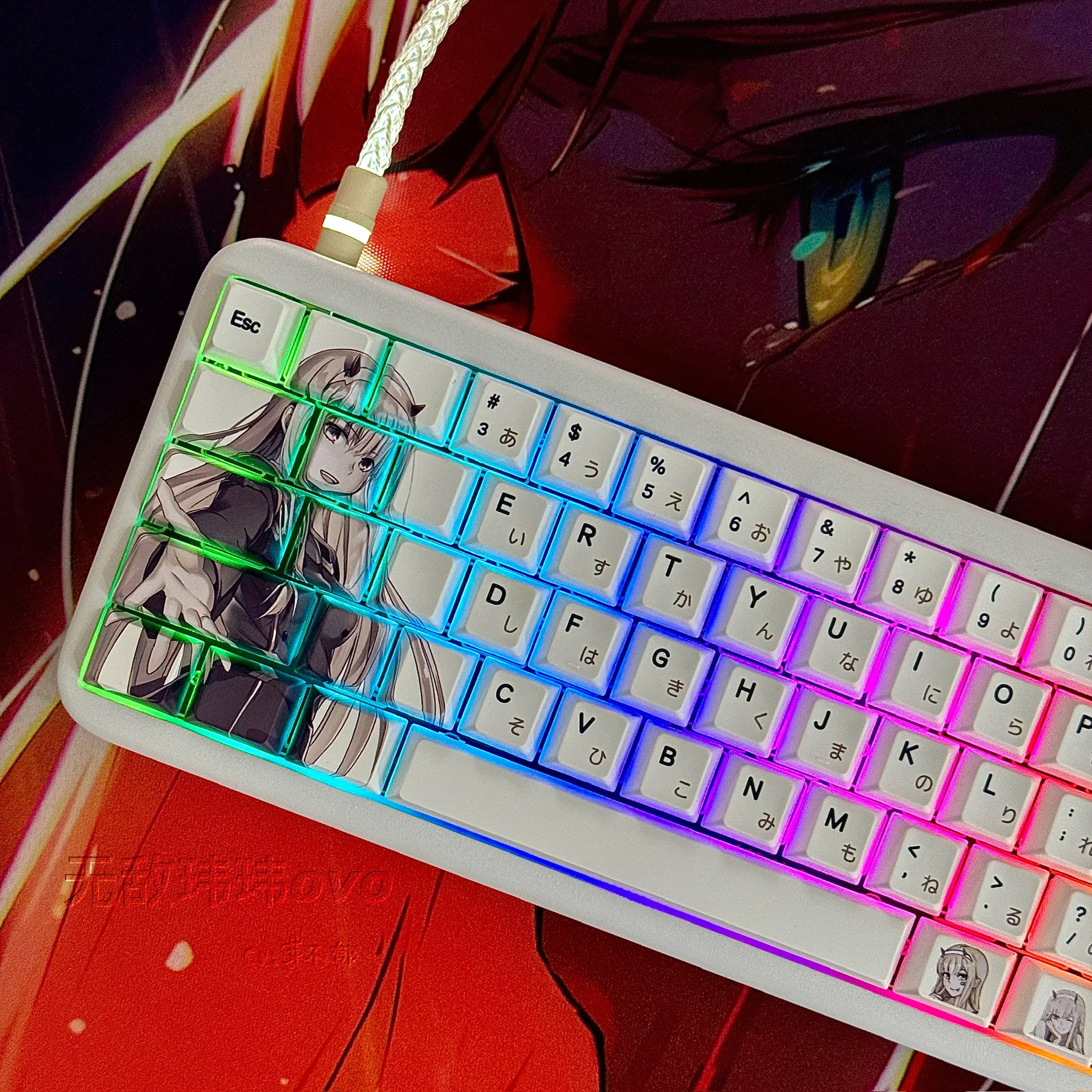 

130 клавиш DARLINGintheFRANXX колпачки для клавиш милые колпачки для клавиш в стиле аниме DYE-SUB колпачки для клавиш PBT Cherry Profile для механической клавиатуры ND63Ace60/68