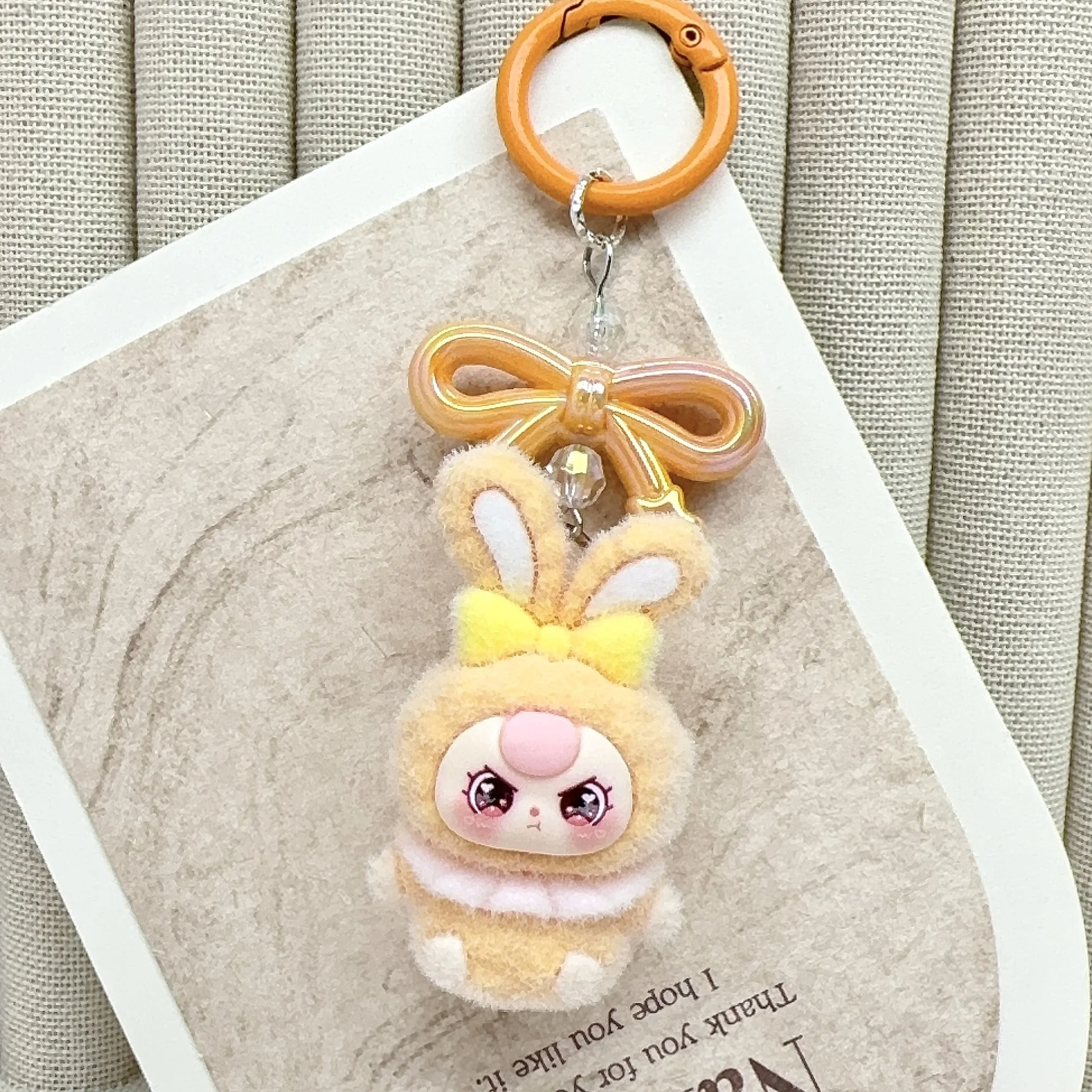 إكسسوارات لطيفة على شكل أرنب للأطفال بعمر 3 سنوات - سلسلة مفاتيح خرز كرتونية لطيفة، شماعة حقيبة، قلادة، لعبة عصرية، إكسسوار #6