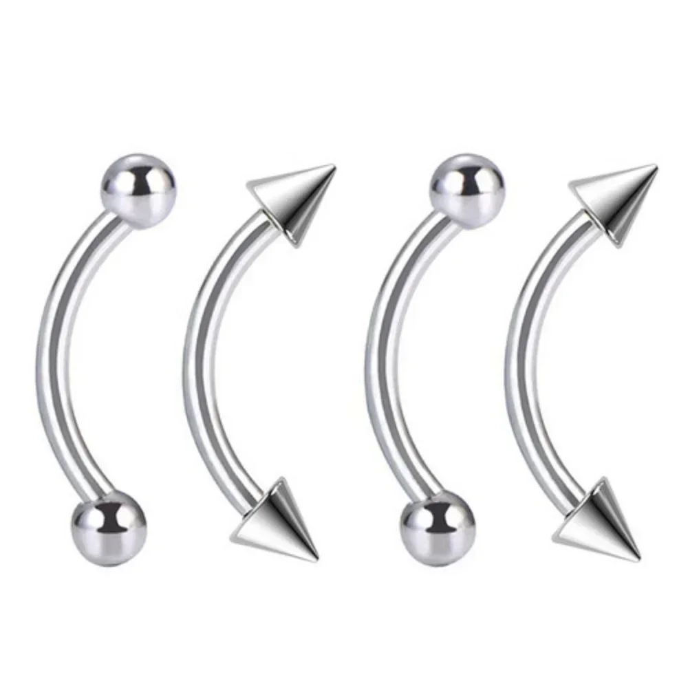 Bulk Multi Size 16G 1.2mm Steel Curved Barbell Eyebrow Piercing 6-14mm Bar 3mm Ball Ear Piercing