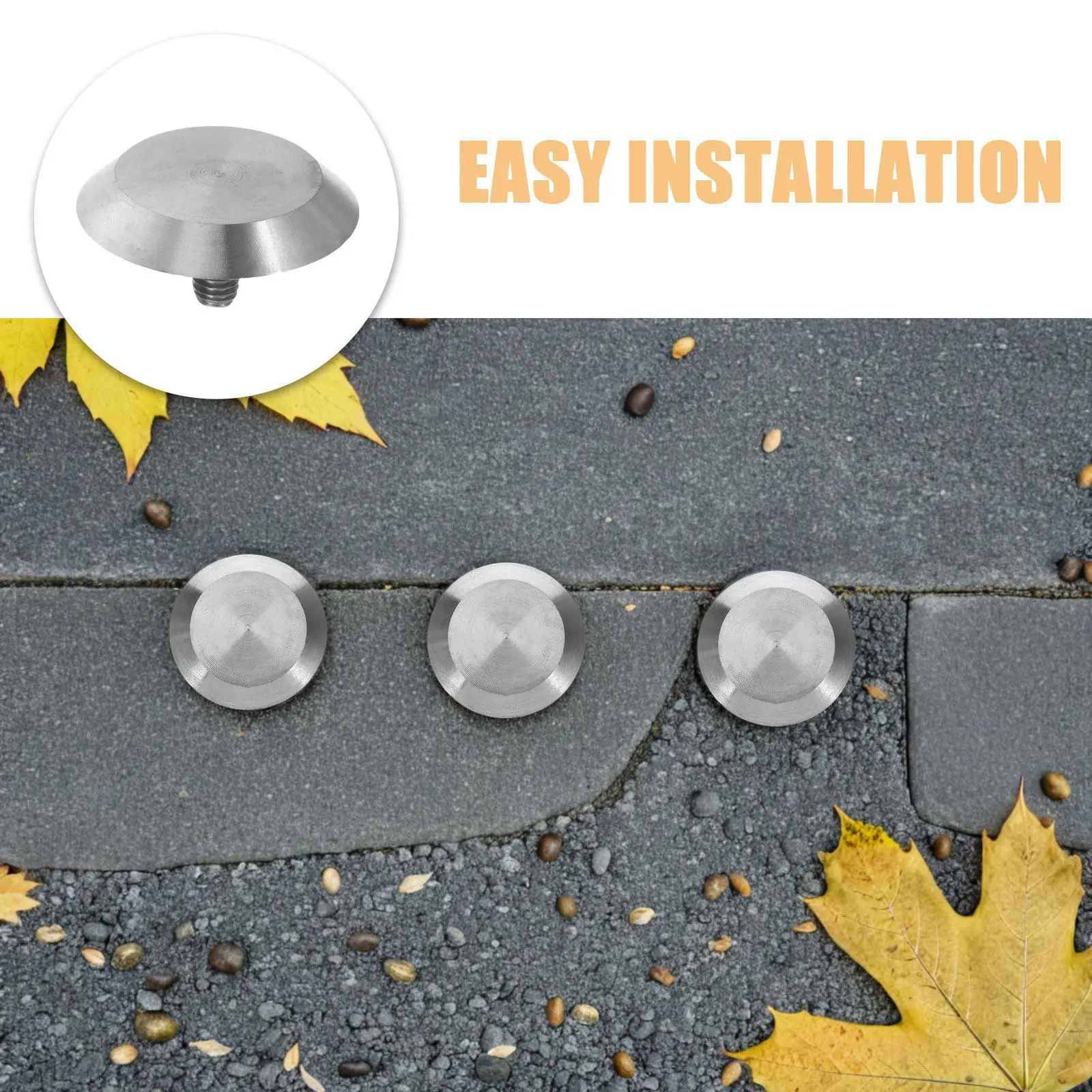 10Pcs Stainless Steel Blind Pathway Tactile Studs 3.5x3.5cm Slip-Resistant Walkway Safety Indicators for Sidewalks Schools