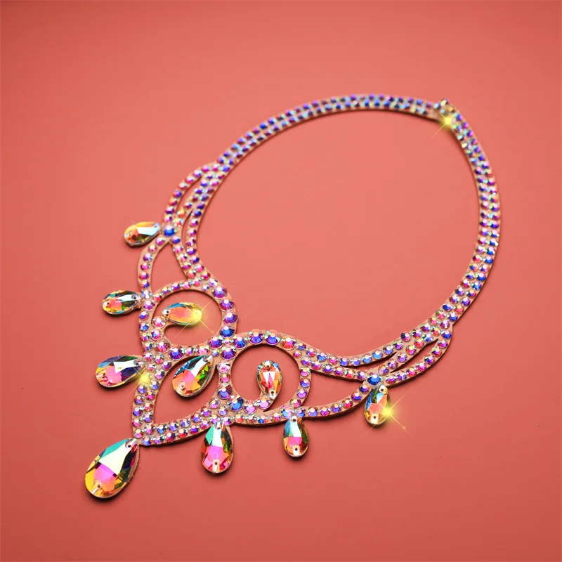 Women Belly Dance Sparkle Necklace Dancer Shine Dancing Necklace Stage Performance Costume Jewelry Rhinestones Accessories