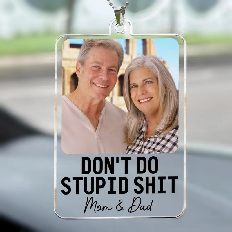 Custom Your Photo Name Text Hanger, Personalized Picture Hanging Acrylic Ornament Decoration Car Home Wall Decor