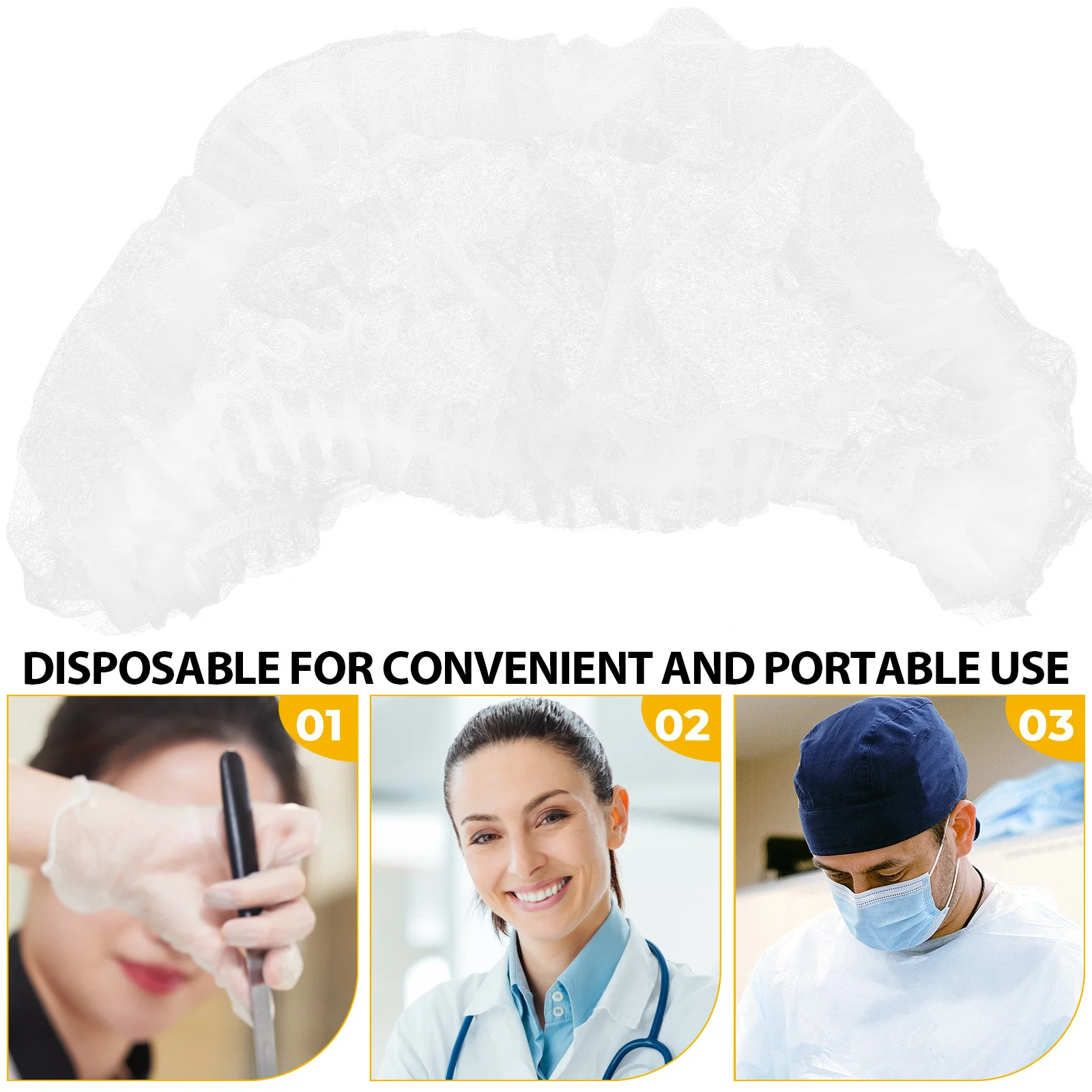 

100pcs Non Woven Disposable Caps Premium Breathable Dust Proof Durable Comfortable Sweat Absorption Shower Caps