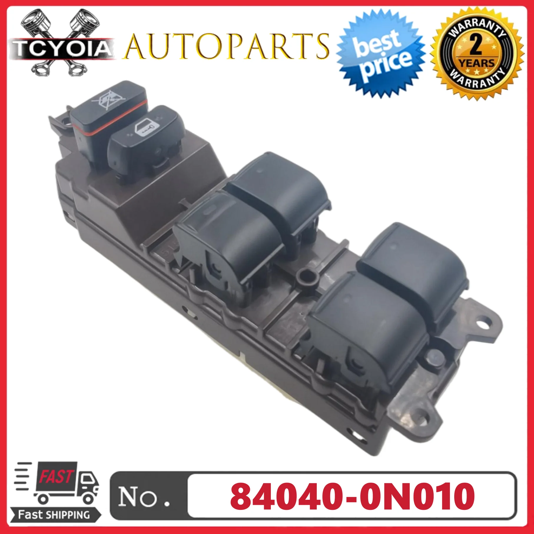 

84040-0N010 20pins Left Driver Window Control Lifter Switch For Toyota Crown 2.5L 3.0L 2005-2009 Features anti-pinch protection