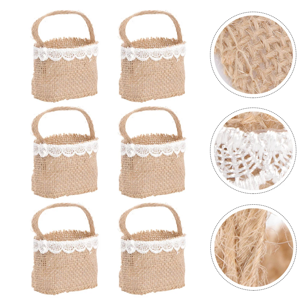 

6pcs Wedding C y Bag Linen Durable Lightweight Party Gift Banquet Storage Pouch Romantic Ceremony Accessories Packaging