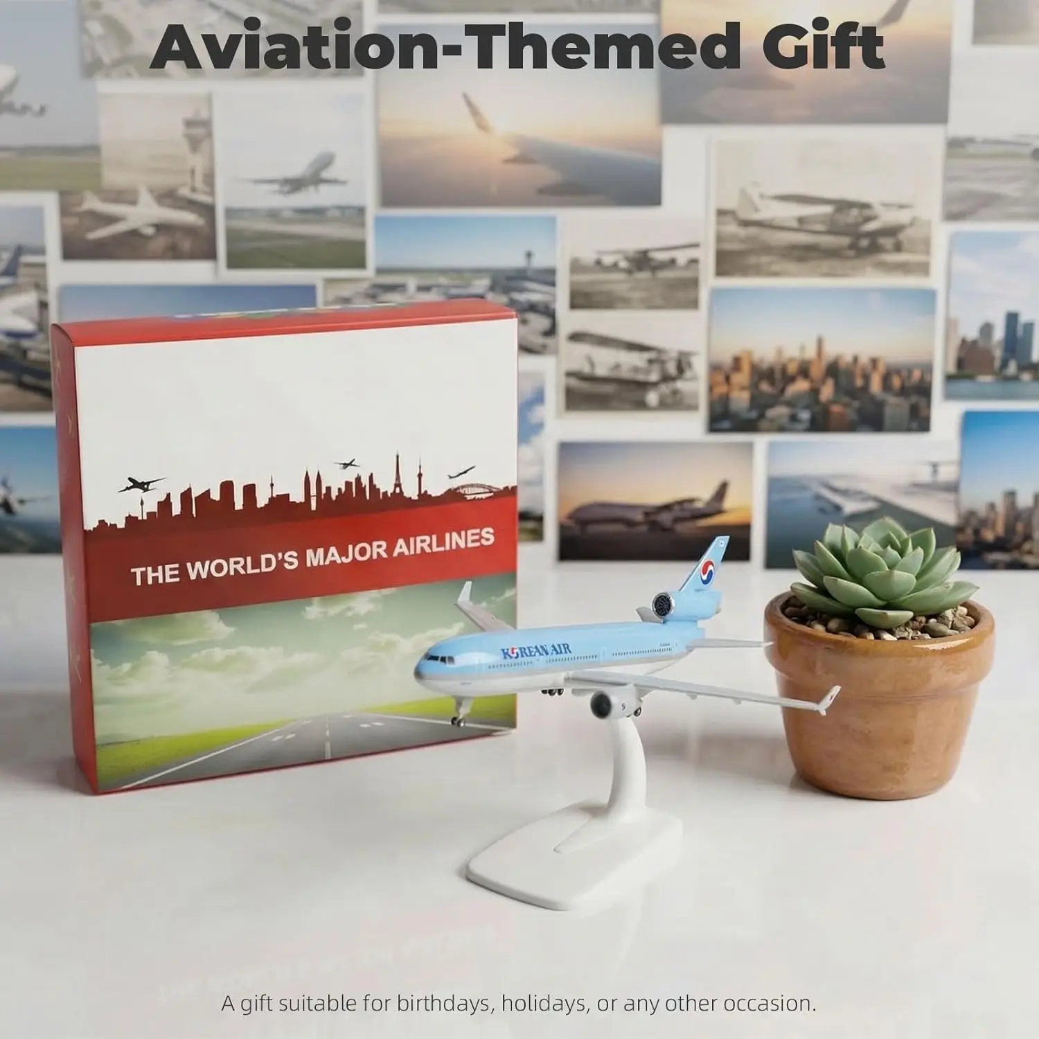 1/300 Korean MD-11 Airplane Model Kits for MD-11 Alloy Plane Model with Display Stand for Adult Aviation Gift or Decorations