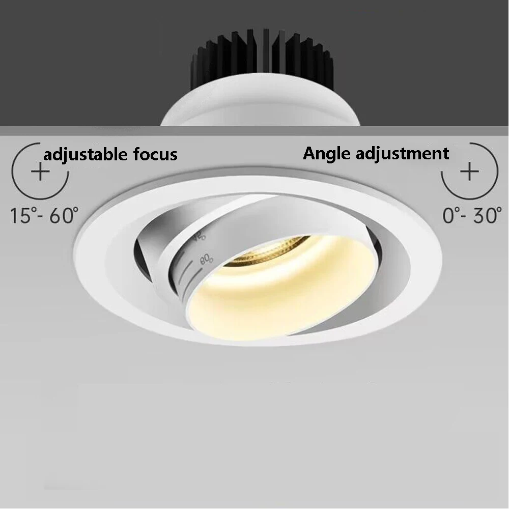 LED ogniskowanie lampa punktowa lampa sufitowa wbudowany punkt Cob lampa punktowa gospodarstwa domowego Downlight regulacja ostrości Anti glare