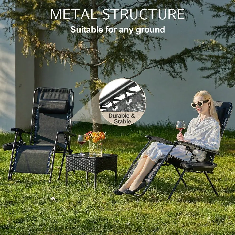 2 Zero Cravity Lounge Chairs,Ergonomic Adjustable Lying Angle Sturdy Steel Mesh Support,Outdoor Patio Folding Recliners For