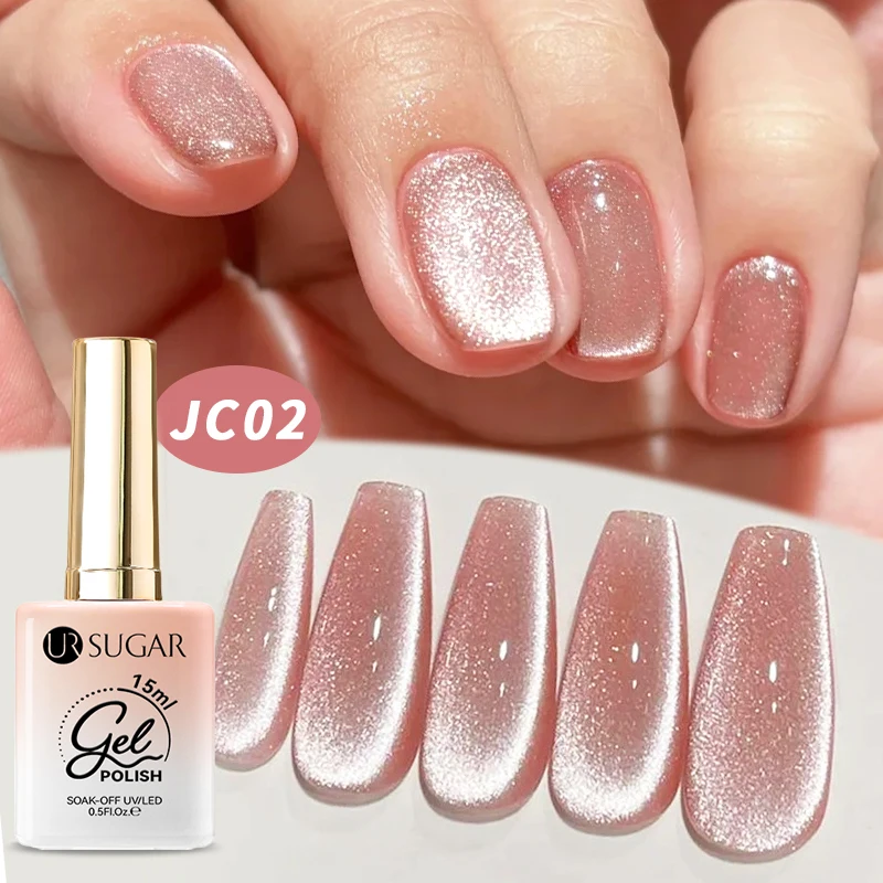 UR SUGAR 15ml Jelly Pink Cat Magnetic Gel Nail Polish Glitter ICE Soak Off Ceramic UV Gel Semi-permanent Nail Supplies Manicure