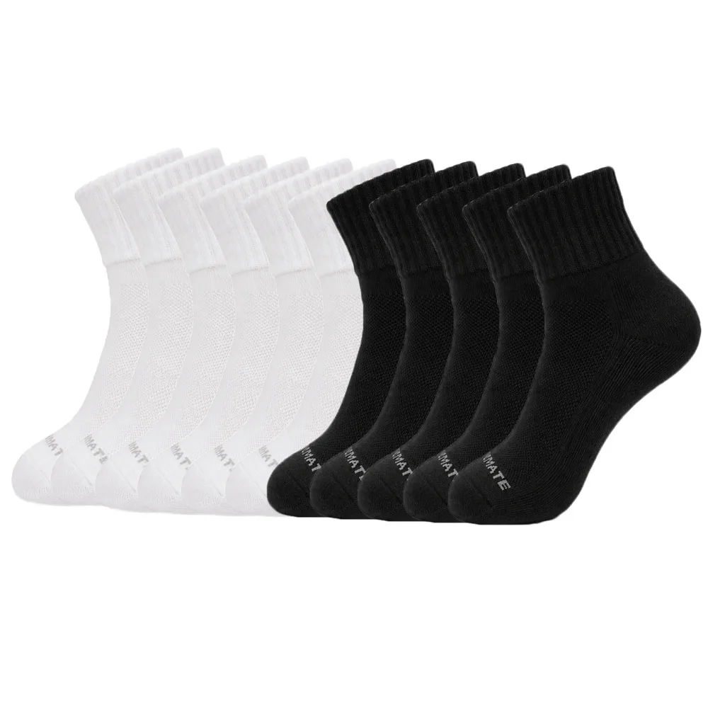 1/2pairs Men Crew Sports Socks Cotton Cushioned Athletic Socks Breathable Moisture Wicking Reinforced Short Mid Calf Socks