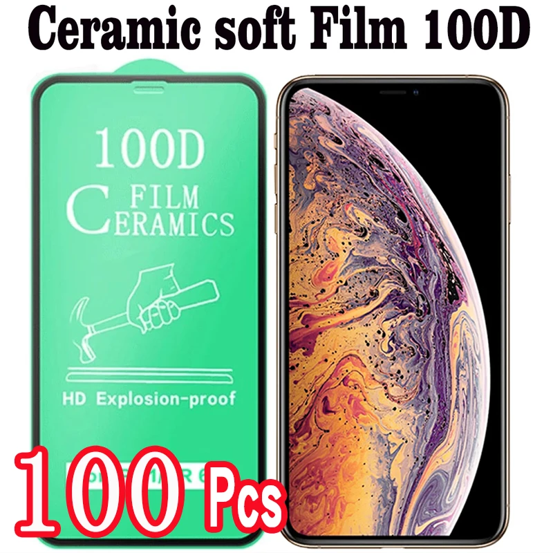 100Pcs Soft Ceramics Protection Film For IPhone 13 12 14 15 Pro Max 11 Pro XS X XR 6S 7 8 Plus Screen Protector Tempered Glass