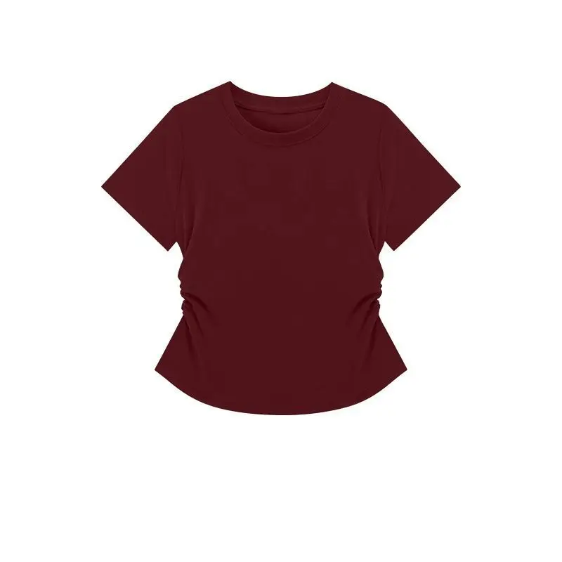 Damen-Sommer-Kurzarm-Top für modisches, vielseitiges Basishemd, schmale Passform, Rundhals-T-Shirt, lässig und sexy, atmungsaktiv und cool – Detail 13