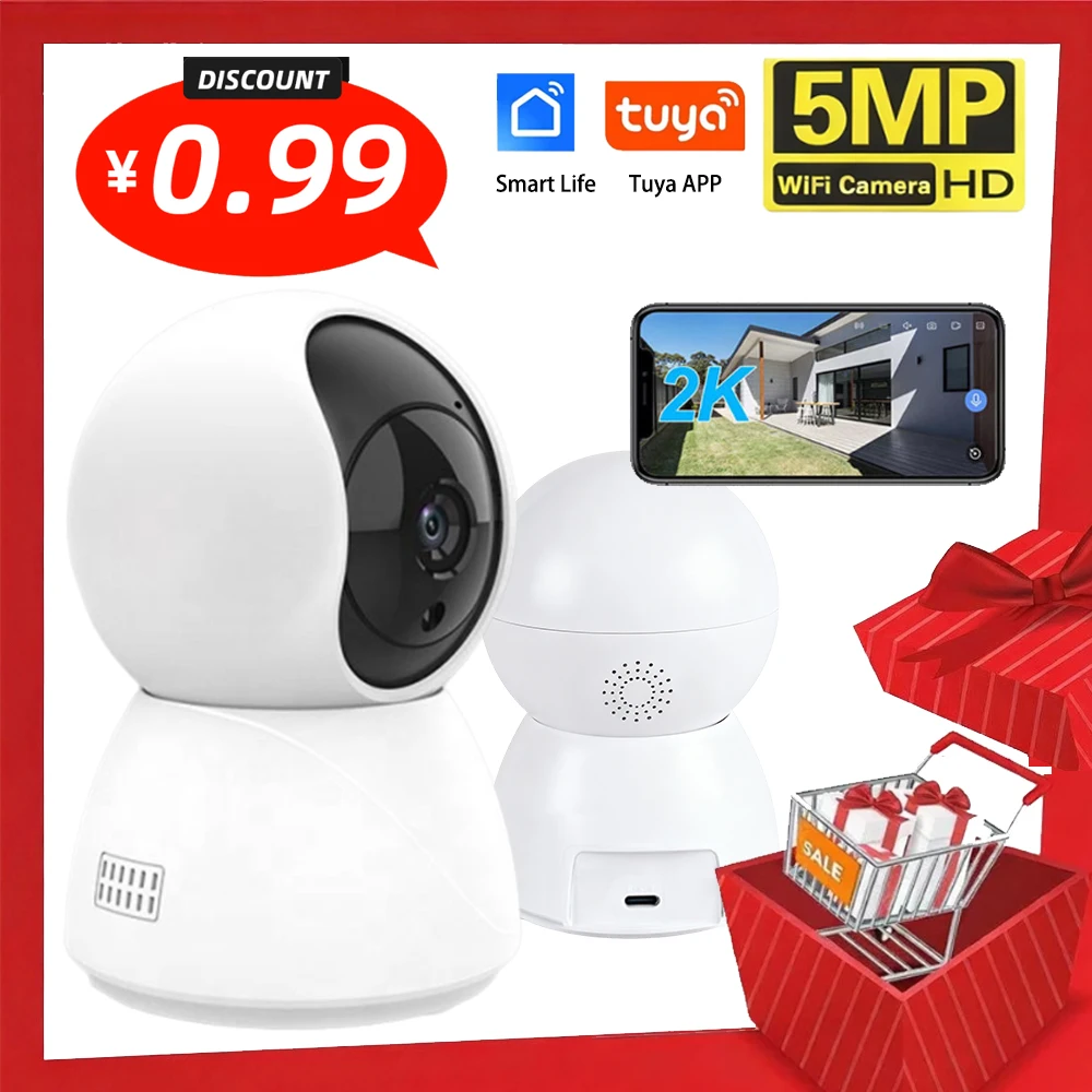 

Jaxcam 5MP HD Wi-Fi камера Tuya умный дом Беспроводная IP-камера наблюдения AI Обнаружение автоматического отслеживания безопасности радионяня