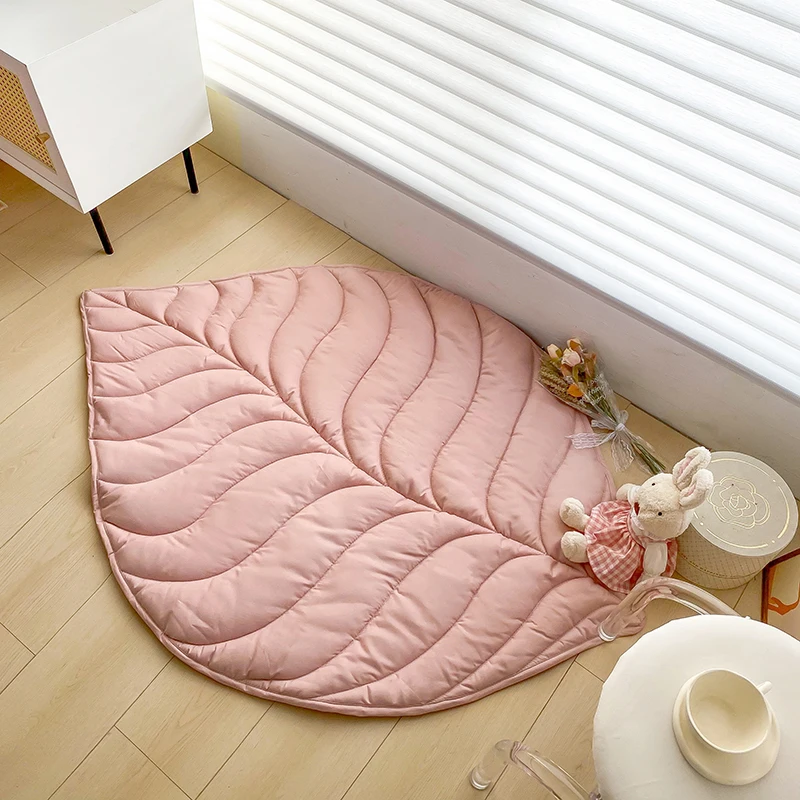 Leaf Shape Soft Play Mat Kids Room Baby Climbing Sleeping Pad Quilt Green Pink Nordic Portable Home Outdoor Washable Multi Use