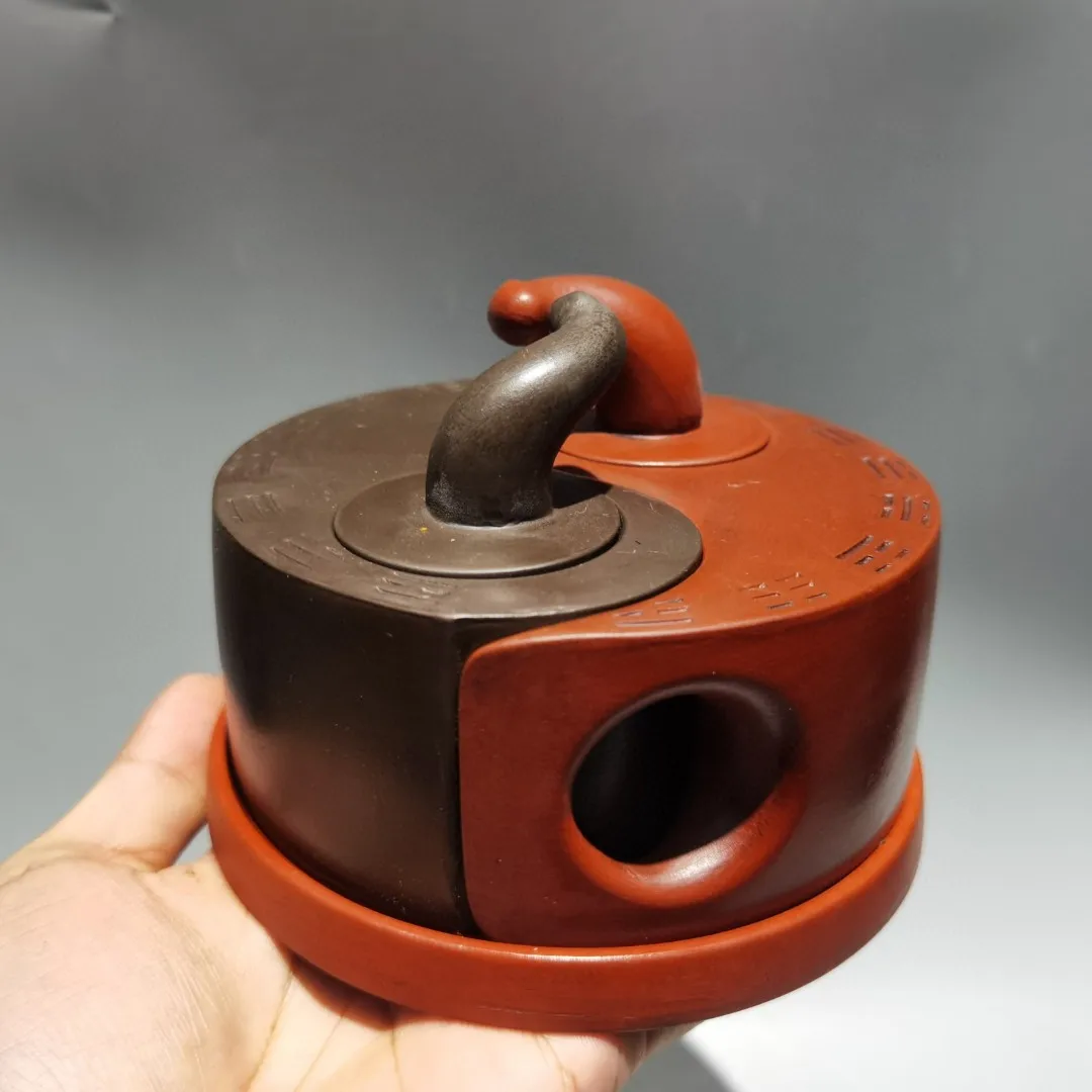 Unique Old Chinese YiXing Handcraft puyple Clay Teapot,Tai Chi teapot shape, with mark, Free shipping