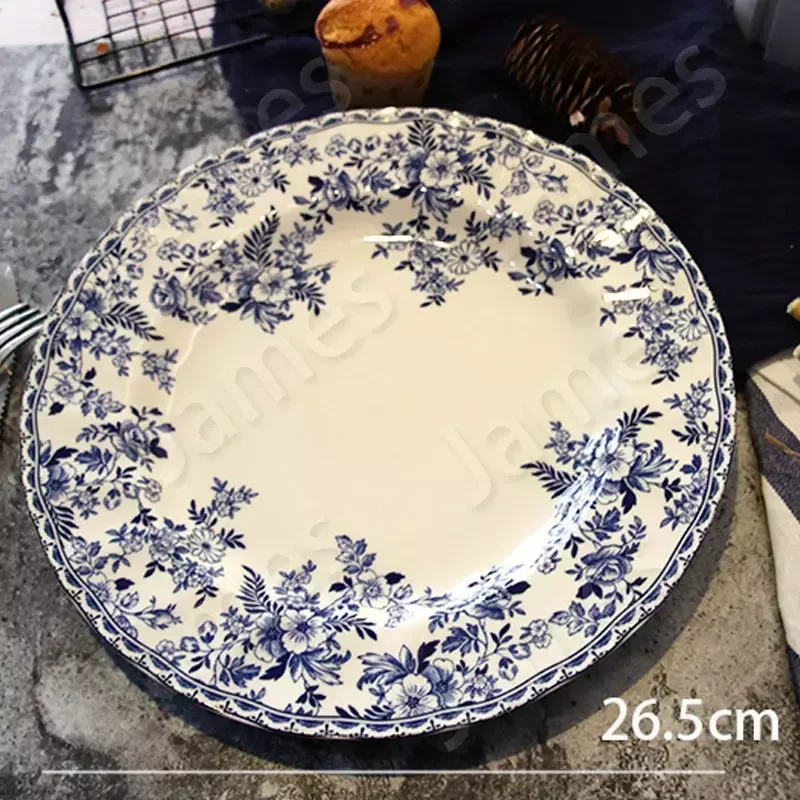 Underglaze Color Plate Plant Flowers Series Dinner Plates Vintage Ceramic Plates Steak Pasta Dishes Dessert Salad Soup Tableware