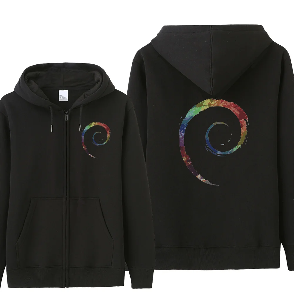 Debian Hoodies Men Fleece Linux Operating System Sweatshirt Hoody Unisex Zipper Jacket Streetwear