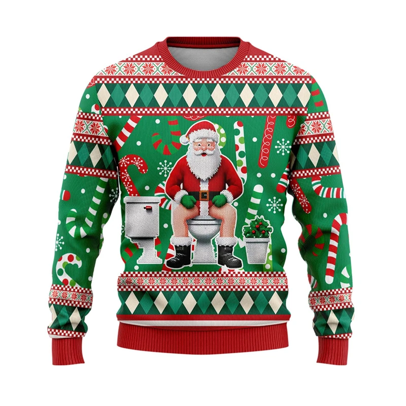 Hilarious Santa Claus Ugly Christmas Sweaters For Men Funny Animal Graphic Sweatshirts Xmas Holiday Unisex Pullovers Sweater Top