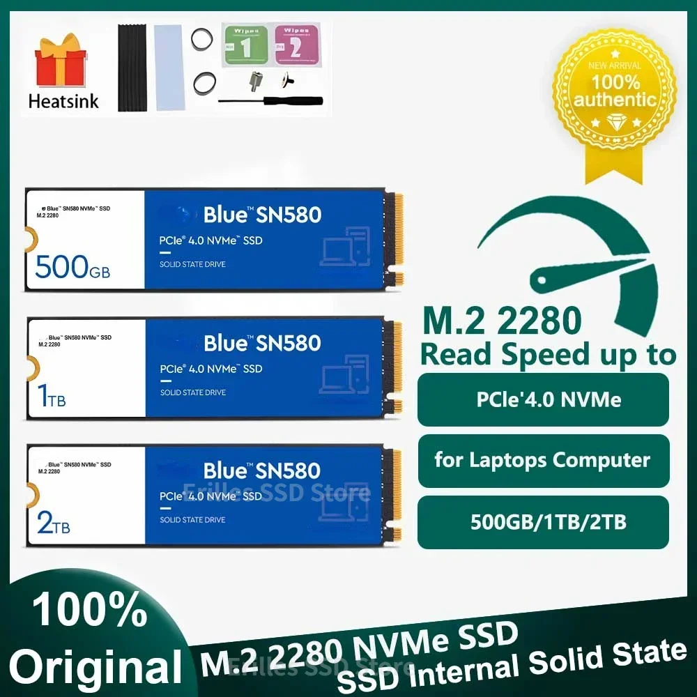 

SSD Blue SN580 500GB 1TB 2TB SATA PCle4.0 NVMe"SSD M.2 2280 Internal Solid State Drive for Laptops Computer PS5 2024