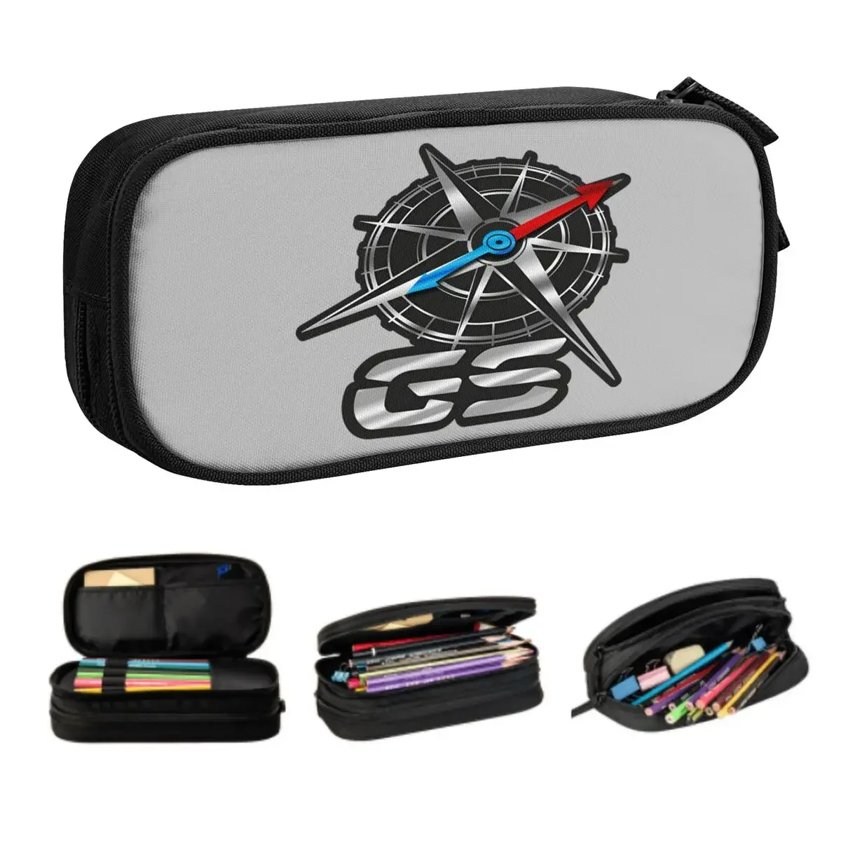 Custom GS Motorcycle Adventure Pencil Case for Girls Boys Big Capacity Pen Box Bag Stationery