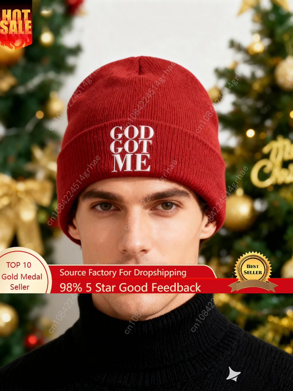 

1pc'GOD GOT ME ' Embroidered Beanie Soft Stretchy Lightweight Winter Hat for Men & Women, Outdoor Hip Hop Fashion