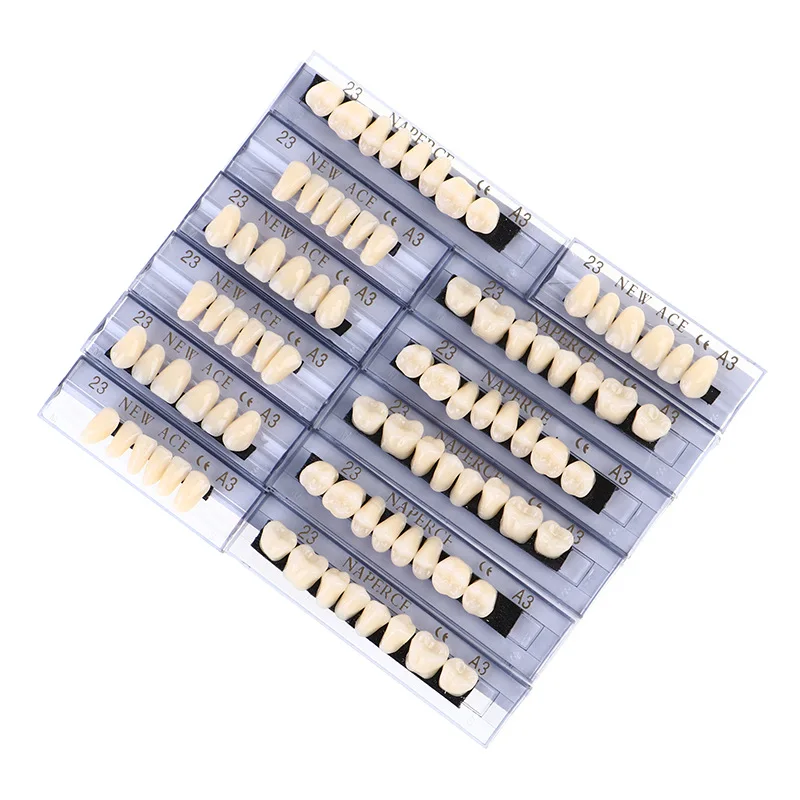 

168 шт./кор., стоматологическая синтетическая смола, обучающая модель для протезов, полный рот, верхний нижний комплект поддельных зубов, стоматологические расходные материалы