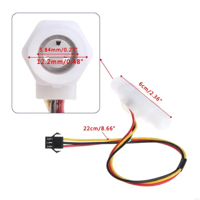 

A9BF Water Effect Liquid Flowmeter Fluidmeter Counter 0.3-3.0L/min G1/4 Plastic for Turbine Flowmeter