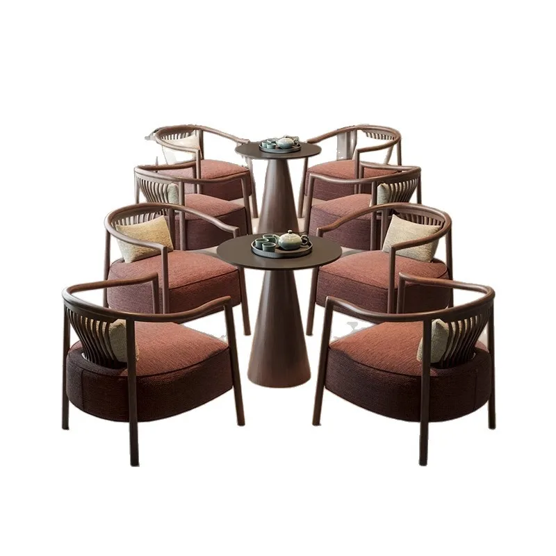 New Chinese-style leisure single sofa chair, villa hotel lounge area reception table and chair combination