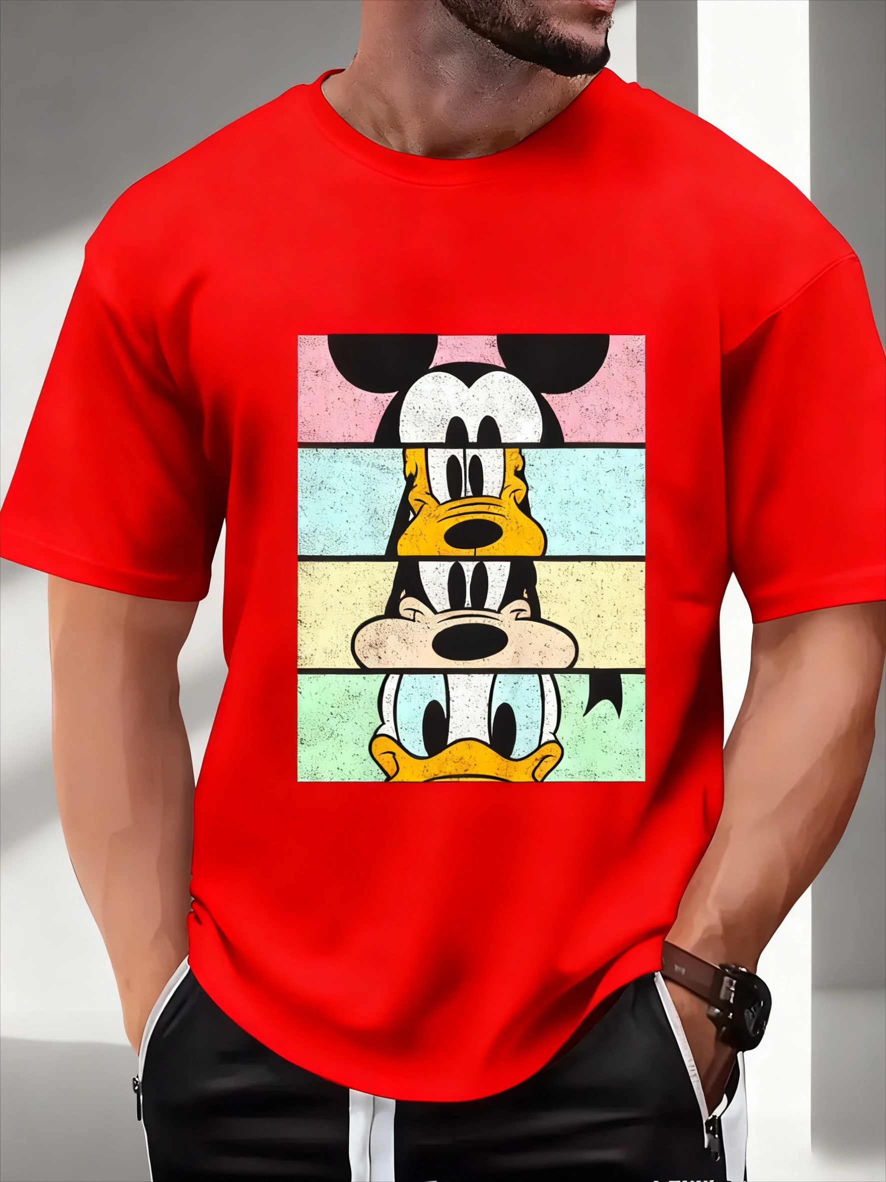 ديزني شخصية كرتونية صورة تي شيرت مطبوع صيف جديد للرجال والنساء الشارع الهيب هوب عادية فضفاض بأكمام قصيرة