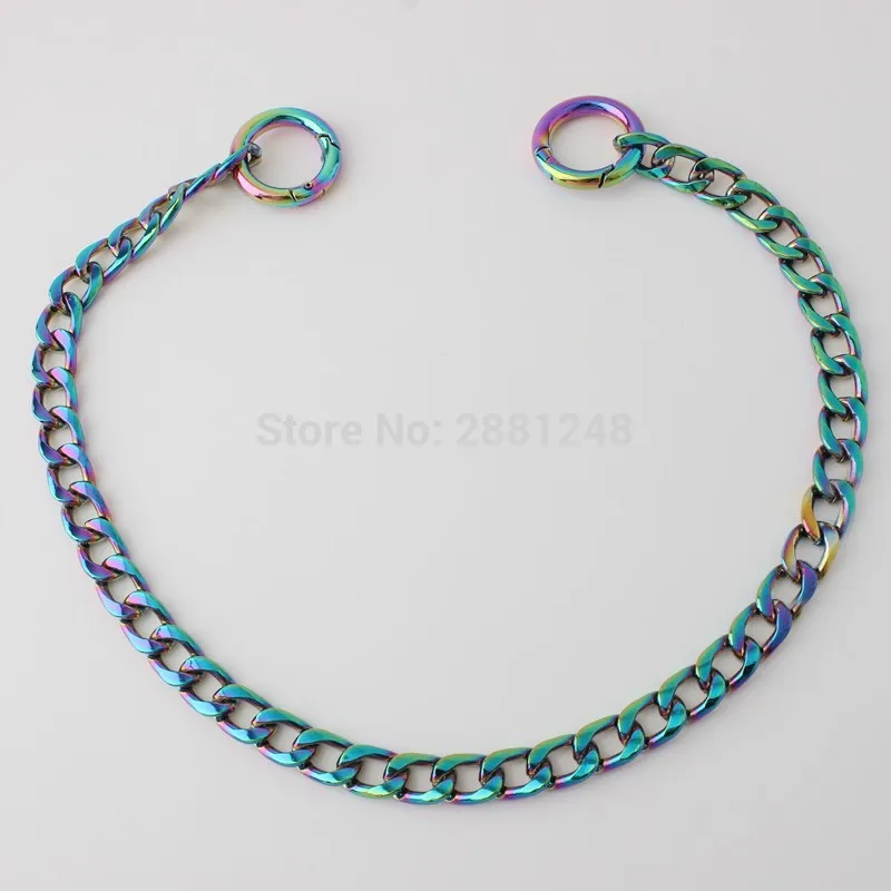 Width 11mm Rainbow chain bags purses strap accessory factory quality plating cover wholesale Flat chain